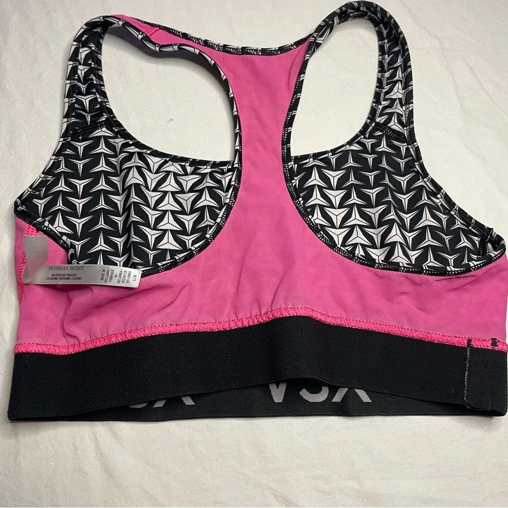 Victoria Sport VSX Women’s Large Racerback Sports Bra Black And White Patterned